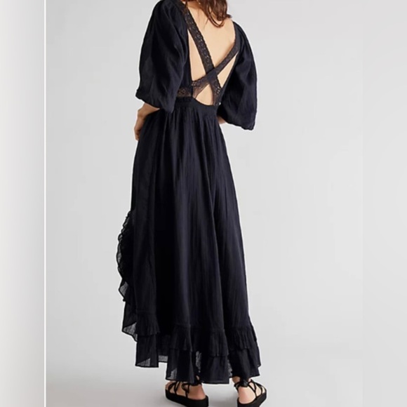 NWOT free people X’s and O’s midi black dress - Picture 2 of 7